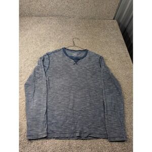Gap Mens Blue White Striped Long Sleeve Cotton‎ Crewneck Shirt Size Medium